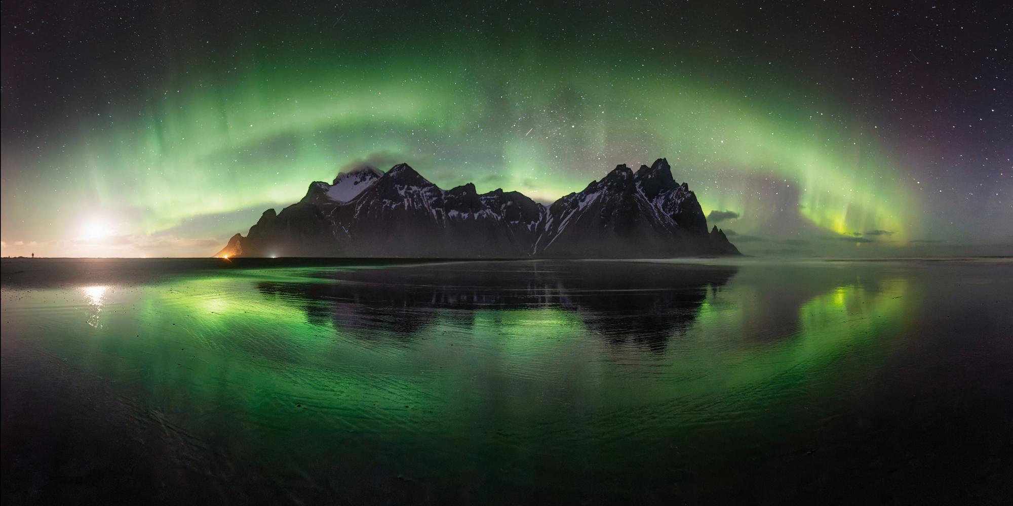 Vestrahorn de noche, Höfn, Islandia
